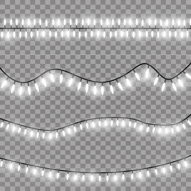 Luces de Navidad aisladas. Guirnaldas, adornos navideños.