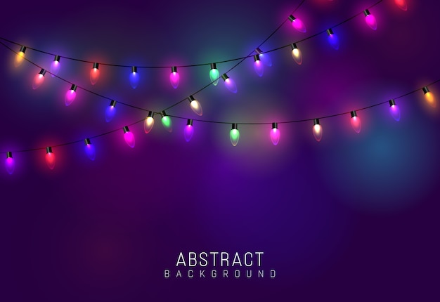 Luces de Navidad aisladas. Lámpara de neón Led guirnalda brillante.