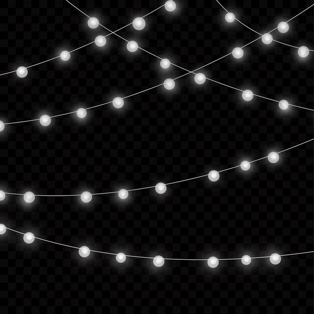 Luces de Navidad aisladas sobre fondo transparente. Guirnalda brillante de Navidad.