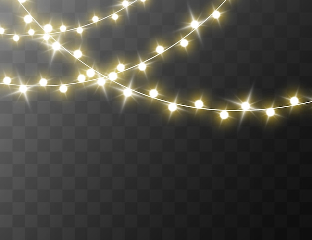 Luces de Navidad aisladas sobre fondo transparente Ilustración vectorial