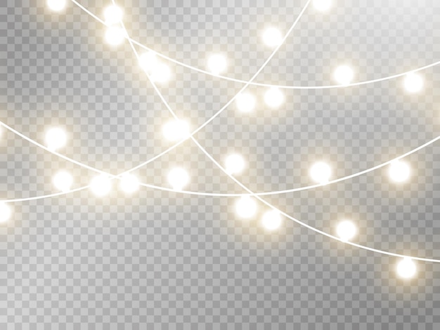 Luces de Navidad aisladas sobre fondo transparente Ilustración vectorial