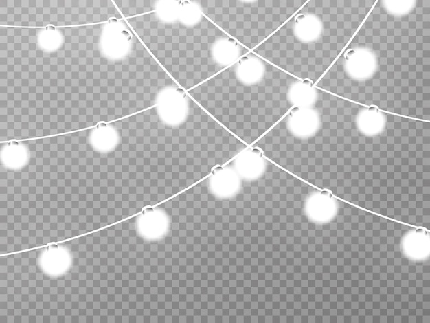 Luces de Navidad aisladas sobre fondo transparente Ilustración vectorial