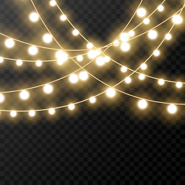 Vector luces de navidad aisladas sobre fondo transparente ilustración vectorial