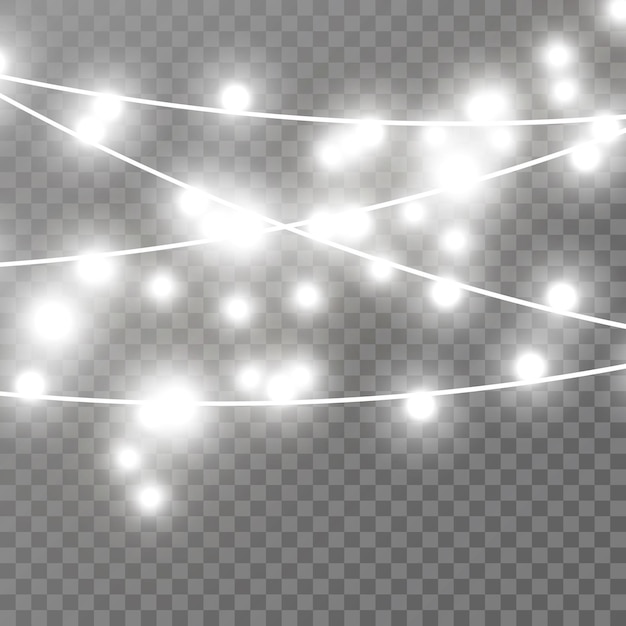 Luces de Navidad aisladas sobre fondo transparente Ilustración vectorial