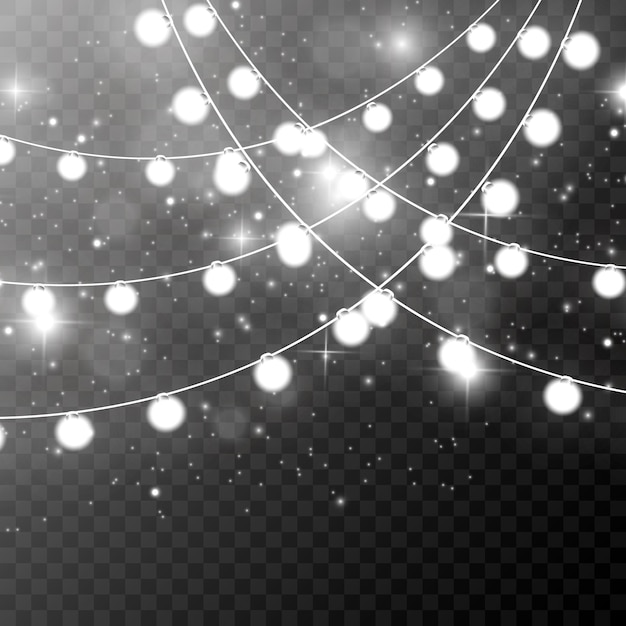 Luces de Navidad aisladas sobre fondo transparente Ilustración vectorial