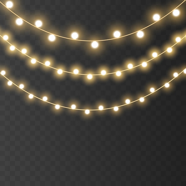 Luces de Navidad aisladas sobre fondo transparente Ilustración vectorial