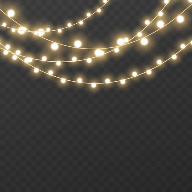 Luces de Navidad aisladas sobre fondo transparente Ilustración vectorial