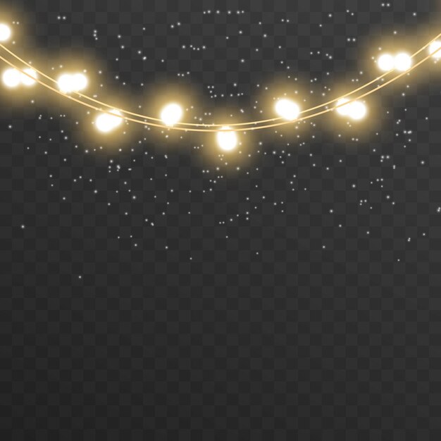 Luces de Navidad aisladas sobre fondo transparente Ilustración vectorial