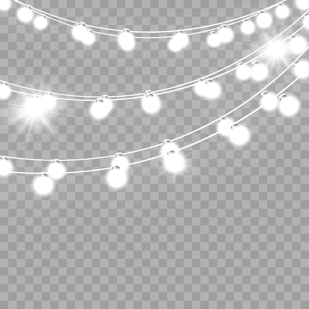 Luces de Navidad aisladas sobre fondo transparente Ilustración vectorial