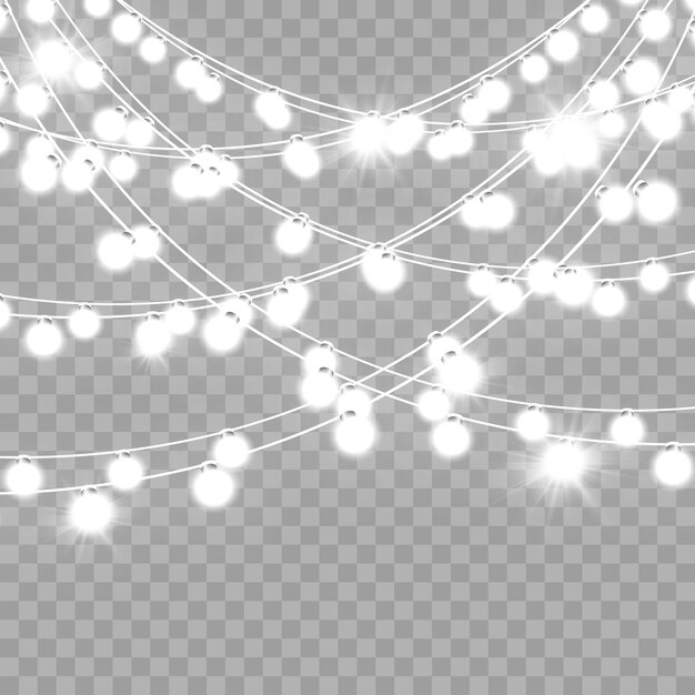 Luces de Navidad aisladas sobre fondo transparente Ilustración vectorial