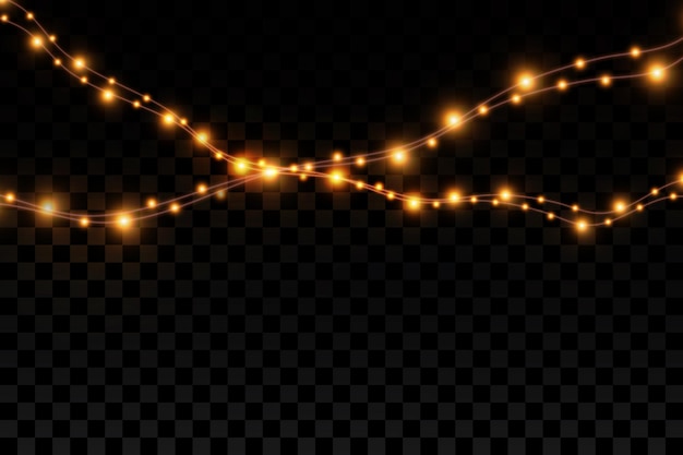 Luces Navidad Aisladas Sobre Fondo Transparente Navidad Guirnaldas Brillantes