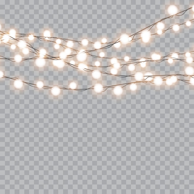 Luces de navidad aisladas sobre fondo transparente vector