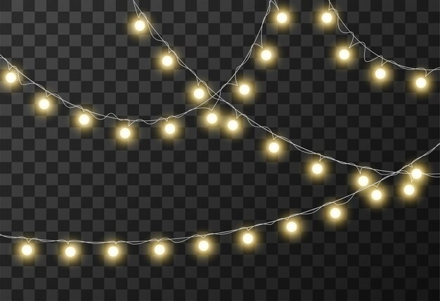 Luces de navidad aisladas sobre fondo transparente