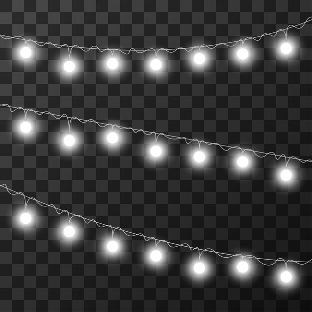 Luces de Navidad aisladas sobre fondo transparente