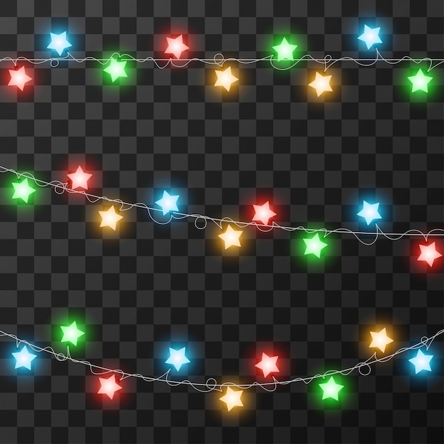 Luces de Navidad aisladas sobre un fondo transparente