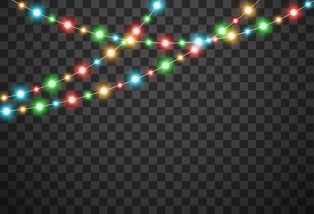 Luces de navidad aisladas sobre fondo transparente