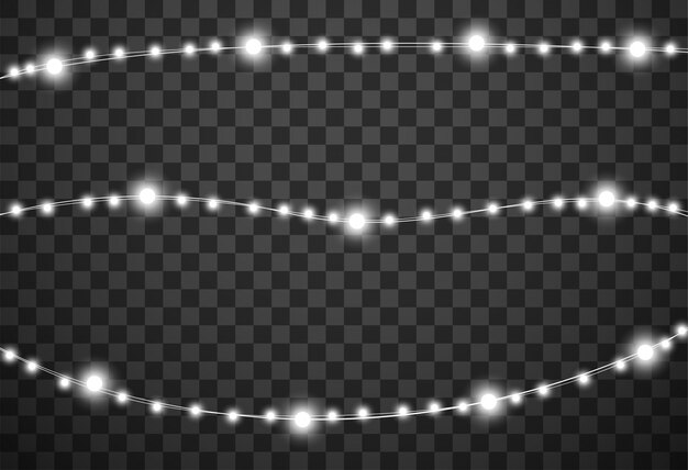 Luces de navidad aisladas sobre fondo transparente