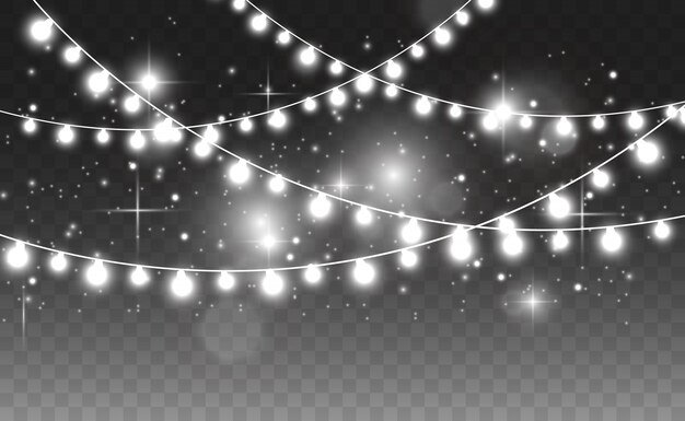 Luces de Navidad aisladas sobre fondo transparente. .