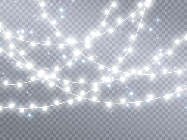 Luces de navidad aisladas sobre fondo transparente