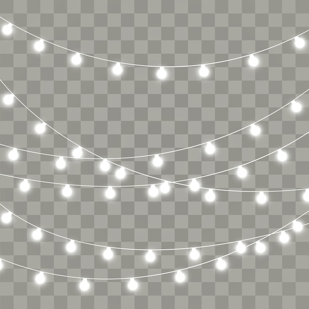 Luces de Navidad aisladas sobre fondo transparente.