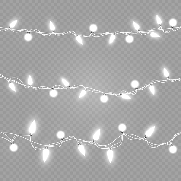 Luces de Navidad aisladas sobre fondo transparente.