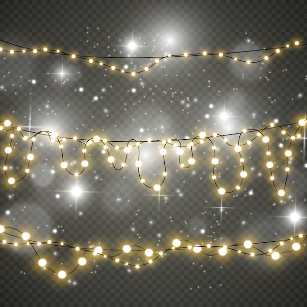 Luces de Navidad aisladas sobre fondo transparente.