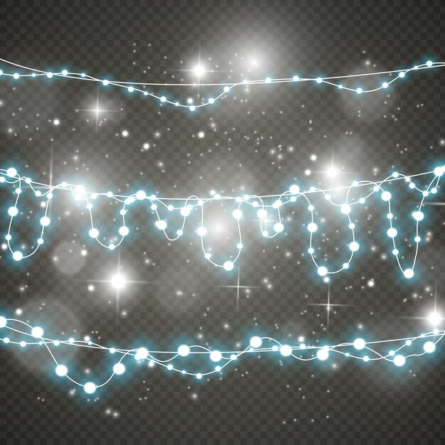 Luces de Navidad aisladas sobre fondo transparente.