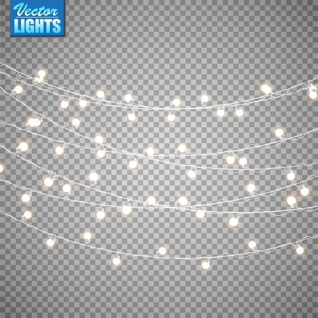 Luces de navidad aisladas sobre fondo transparente