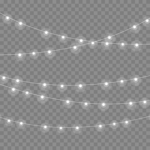 Luces de Navidad aisladas sobre fondo transparente.