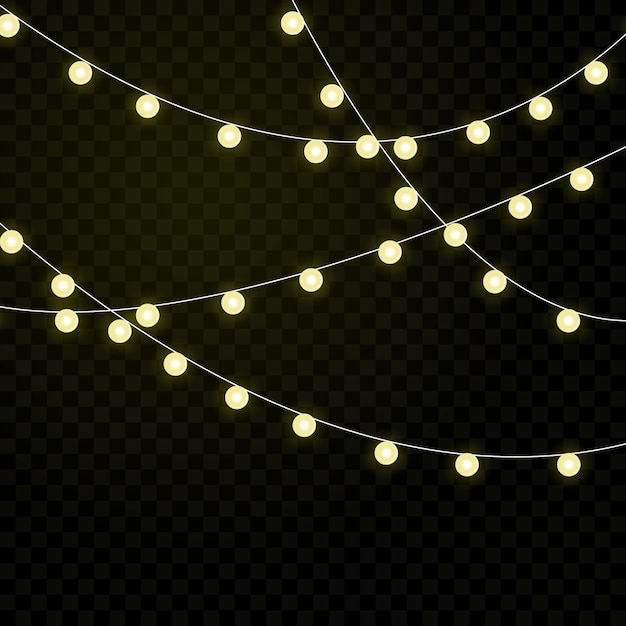 Luces de Navidad aisladas sobre fondo transparente.