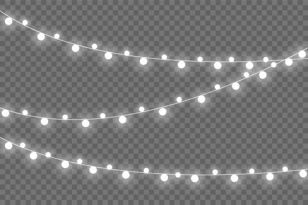 Luces de Navidad aisladas sobre fondo transparente. .