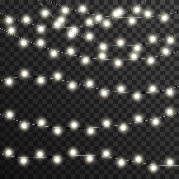 Luces de Navidad aisladas en transparente