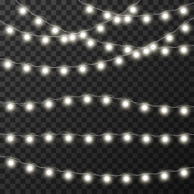 Luces de Navidad aisladas en transparente
