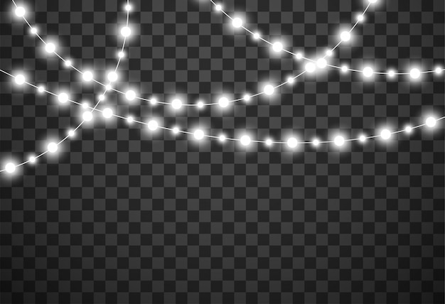 Luces de Navidad aisladas en transparente