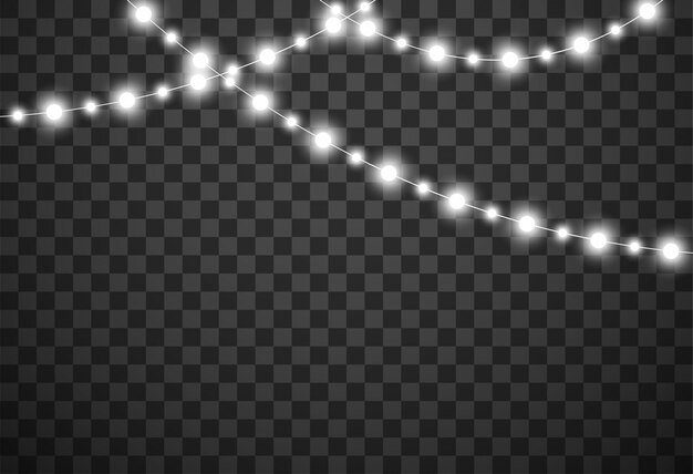 Luces de Navidad aisladas en transparente