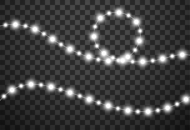 Luces de Navidad aisladas en transparente