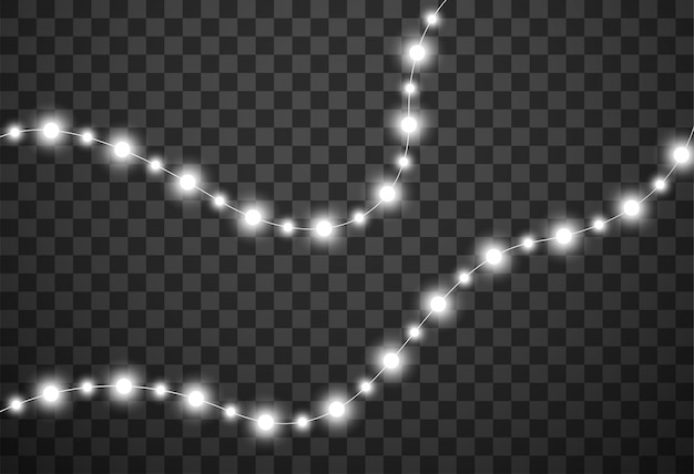 Luces de Navidad aisladas en transparente