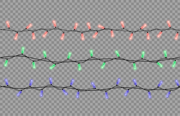 Luces de Navidad aisladas en transparente