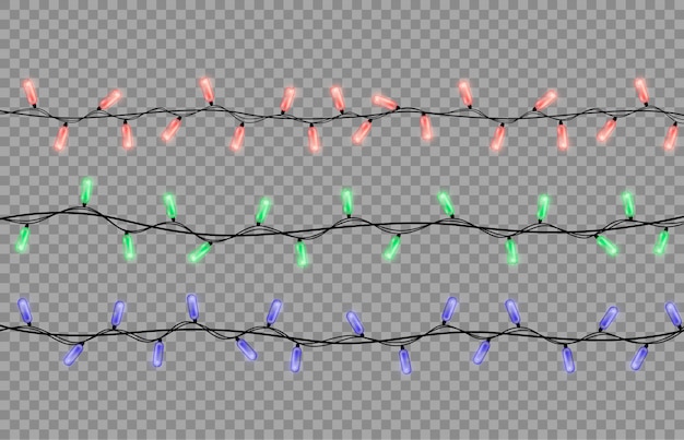 Luces de navidad aisladas en transparente