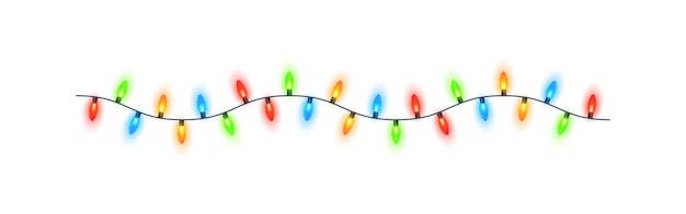 Las luces de navidad aislaron el vector de la guirnalda de navidad colorida que brilla intensamente bombillas en hilos de alambre