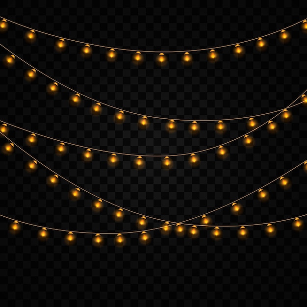 Luces de Navidad amarillas aisladas