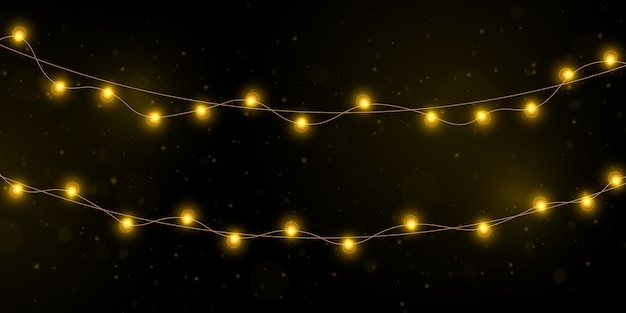 Luces de Navidad amarillas aislaron elementos realistas.