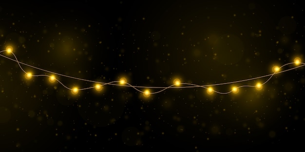 Luces de Navidad amarillas, elementos de diseño realista.