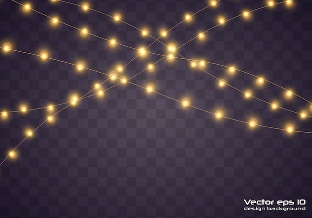 Luces de navidad amarillas. Guirnalda brillante de Navidad.