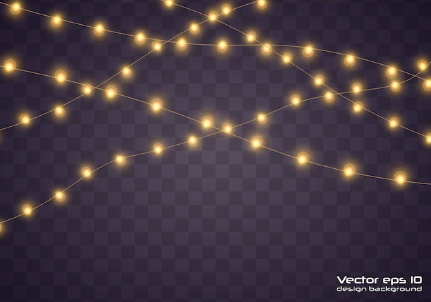 Luces de navidad amarillas. Guirnalda brillante de Navidad.