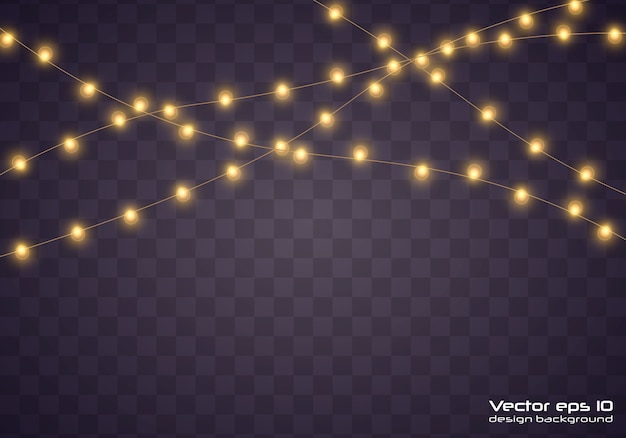 Luces de navidad amarillas. Guirnalda brillante de Navidad.