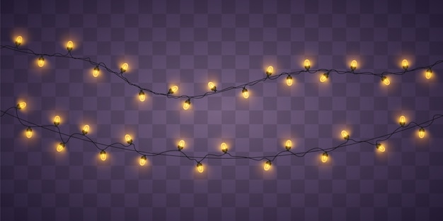 Luces de navidad amarillas. Guirnalda brillante de Navidad.