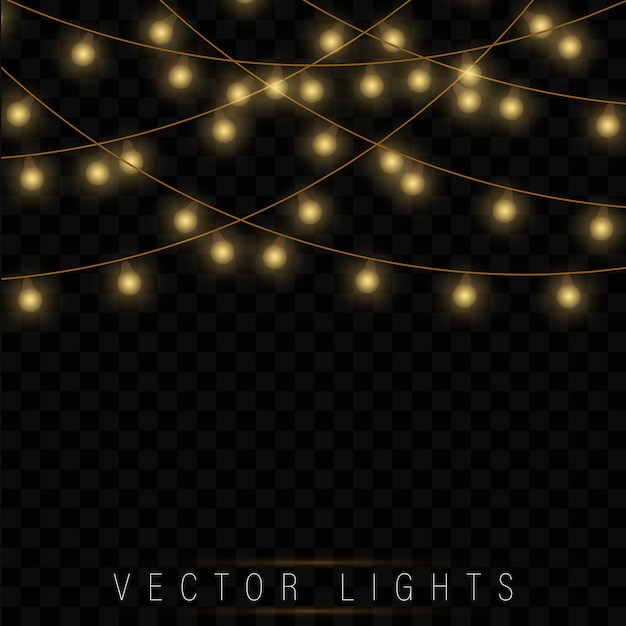 Luces de navidad amarillas. Guirnalda brillante de Navidad.