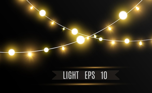 Luces de Navidad brillantes y hermosas elementos de diseño Luces brillantes para el diseño del saludo de Navidad