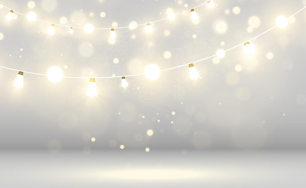 Luces de Navidad brillantes y hermosas elementos de diseño Luces brillantes para el diseño del saludo de Navidad